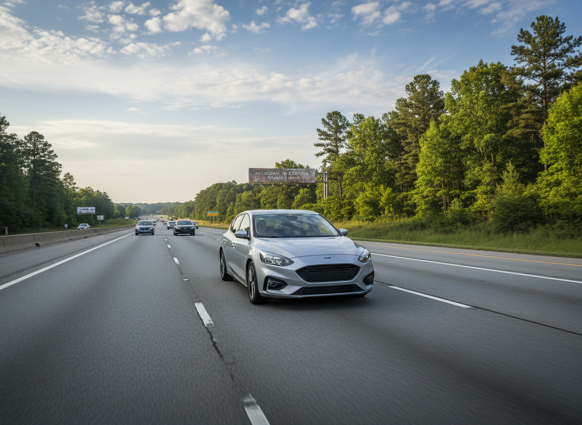 Firefly_2019 Ford Focus driving on Georgia highway in complete realism 23
